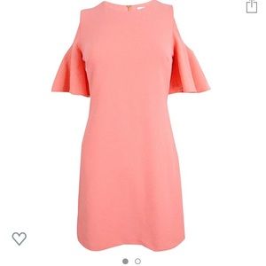 Calvin Klein cold shoulder ruffle dress